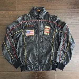Vtg Style Auto Competition Porsche Jacket Mens Sm
